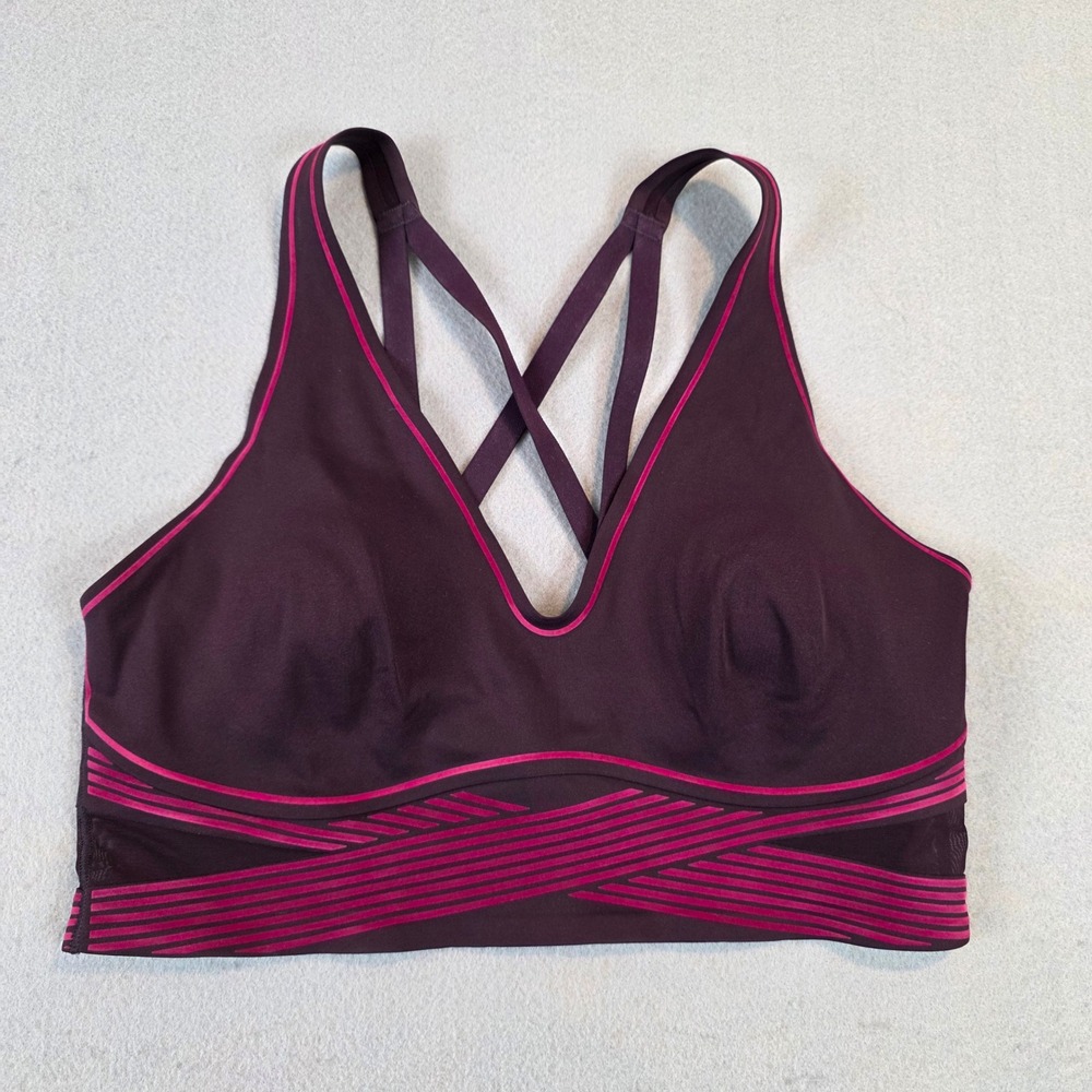 VSX Victorias Secret Strappy Back Sports Bra Plum Magenta Purple Md Lightweight